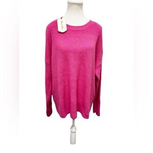 Vine and Love Pink Rhinestone Sweater